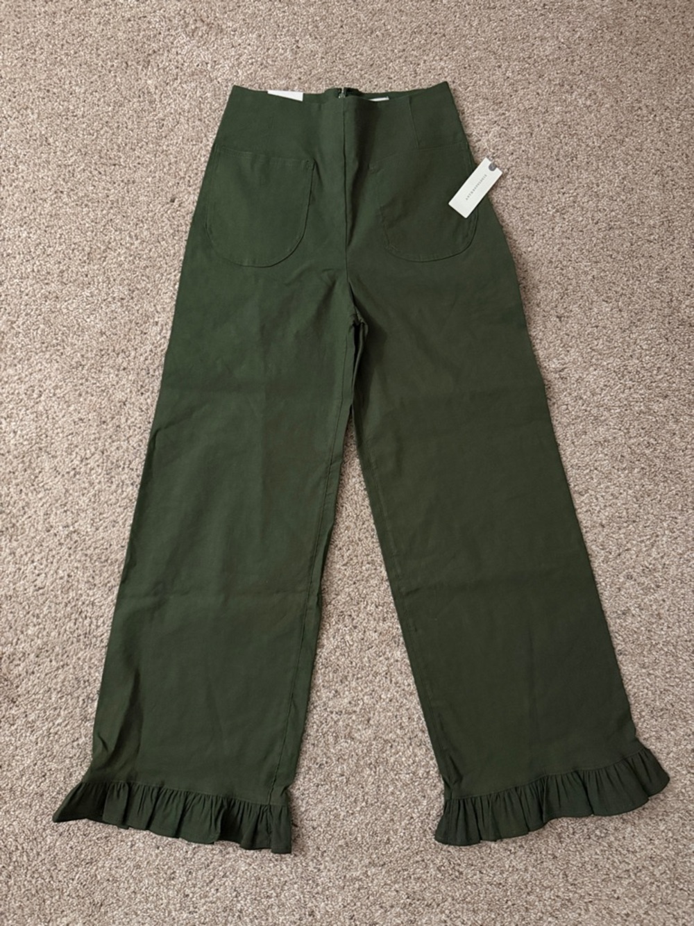 Anthropologie Colette Magic Fabric Ruffle-Hem Crop Wide-Leg Pants - Picture 2 of 4